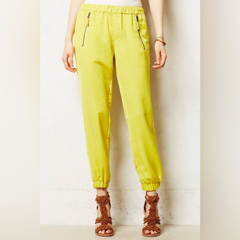 Anthropologie Yellow Zipper pocket track pants